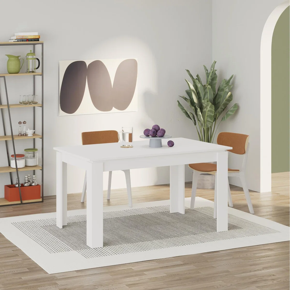 Tolmen Extendable Dining Table 140x190cm, 4-6 Seater Living Room - White