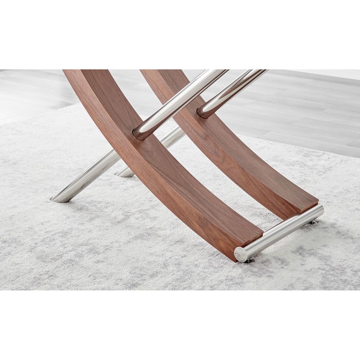 Mayfair 6 Seater Glass and Wood Veneer Rectangle Dining Table - Wood – image 5