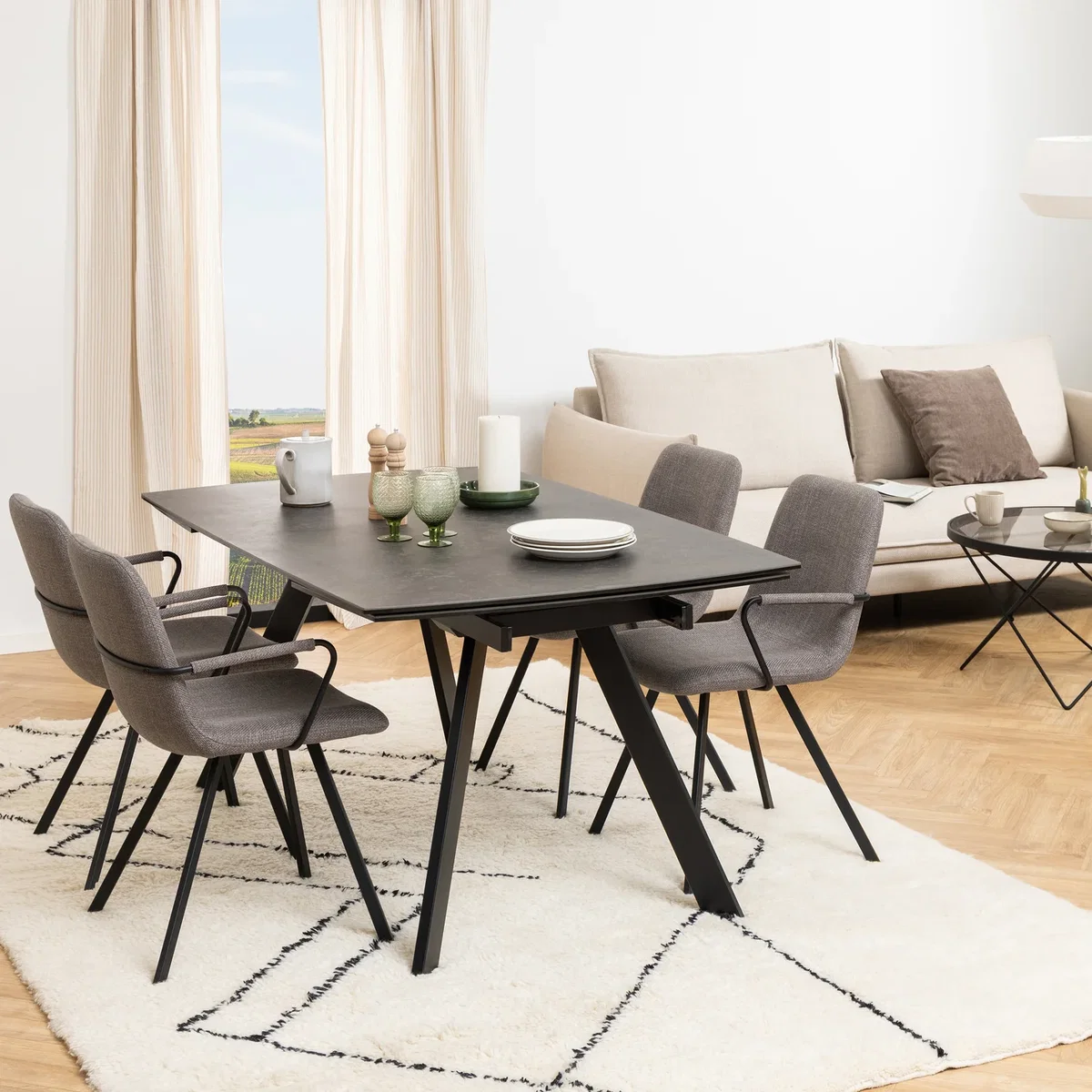 Blackburn Extending Ceramic Dining Table in Black 160-240cm - Black – image 3