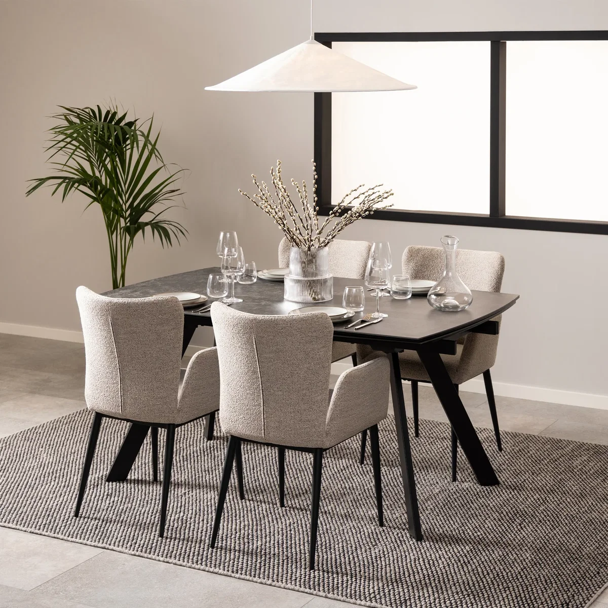 Blackburn Extending Ceramic Dining Table in Black 160-240cm - Black – image 4