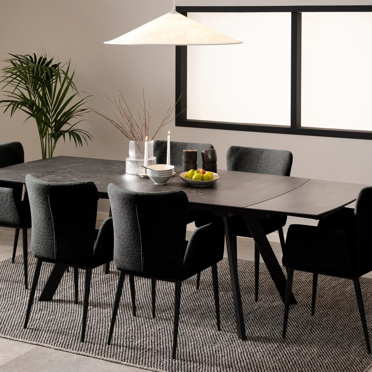 Blackburn Extending Ceramic Dining Table in Black 160-240cm - Black – image 6