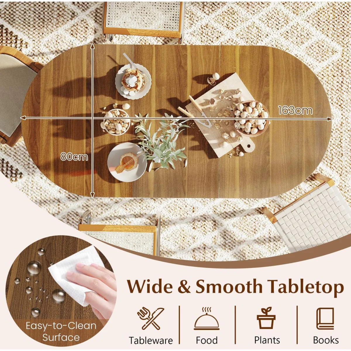 Folding Multifunctional Drop Leaf Round Table - Brown – image 8