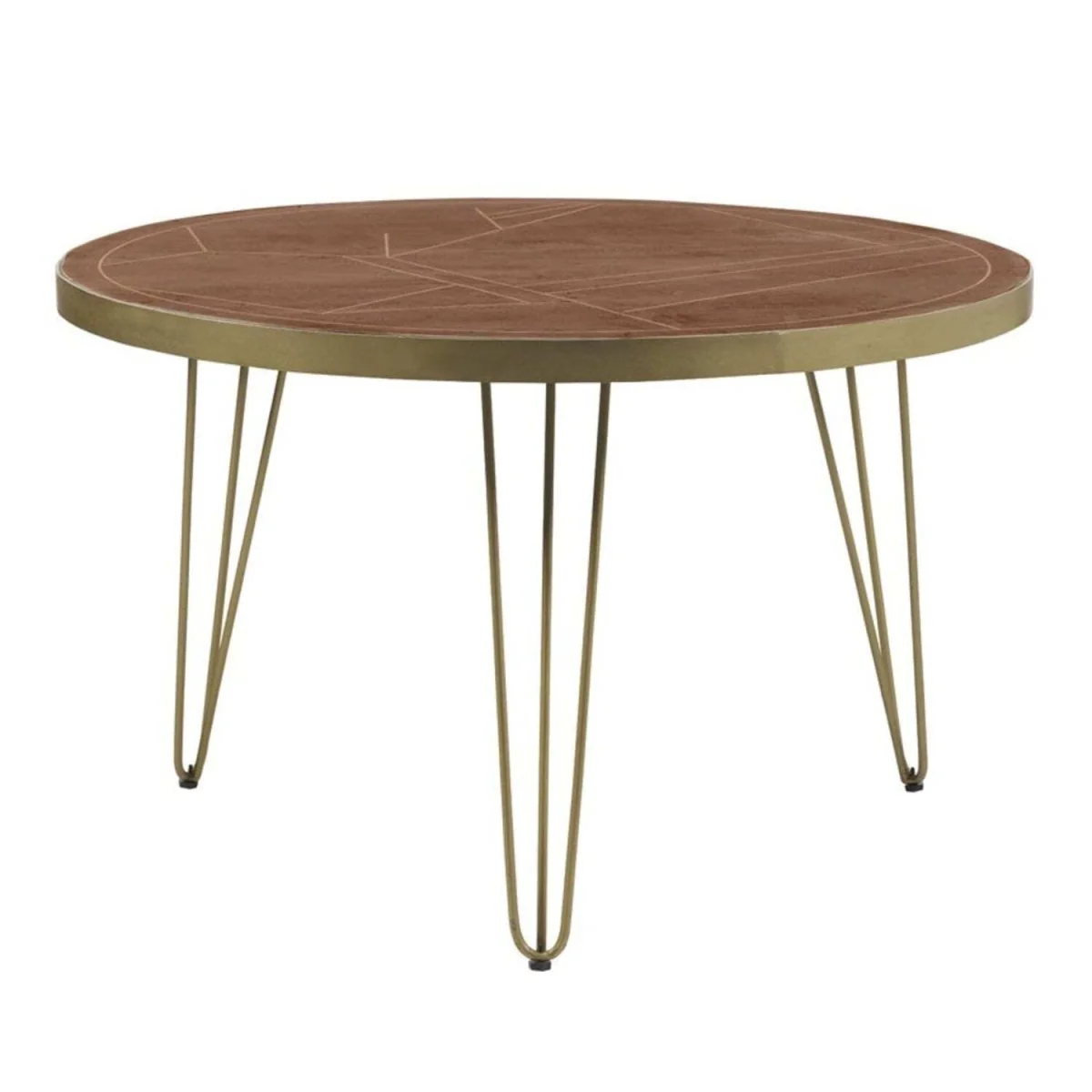 Bandung Dark Mango Wood and Gold Round Dining Table - Brown – image 3