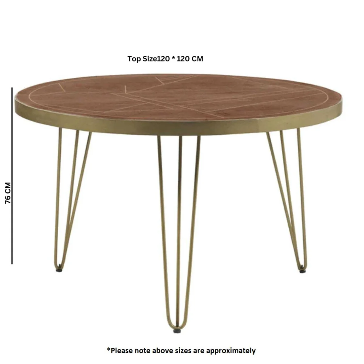Bandung Dark Mango Wood and Gold Round Dining Table - Brown – image 6