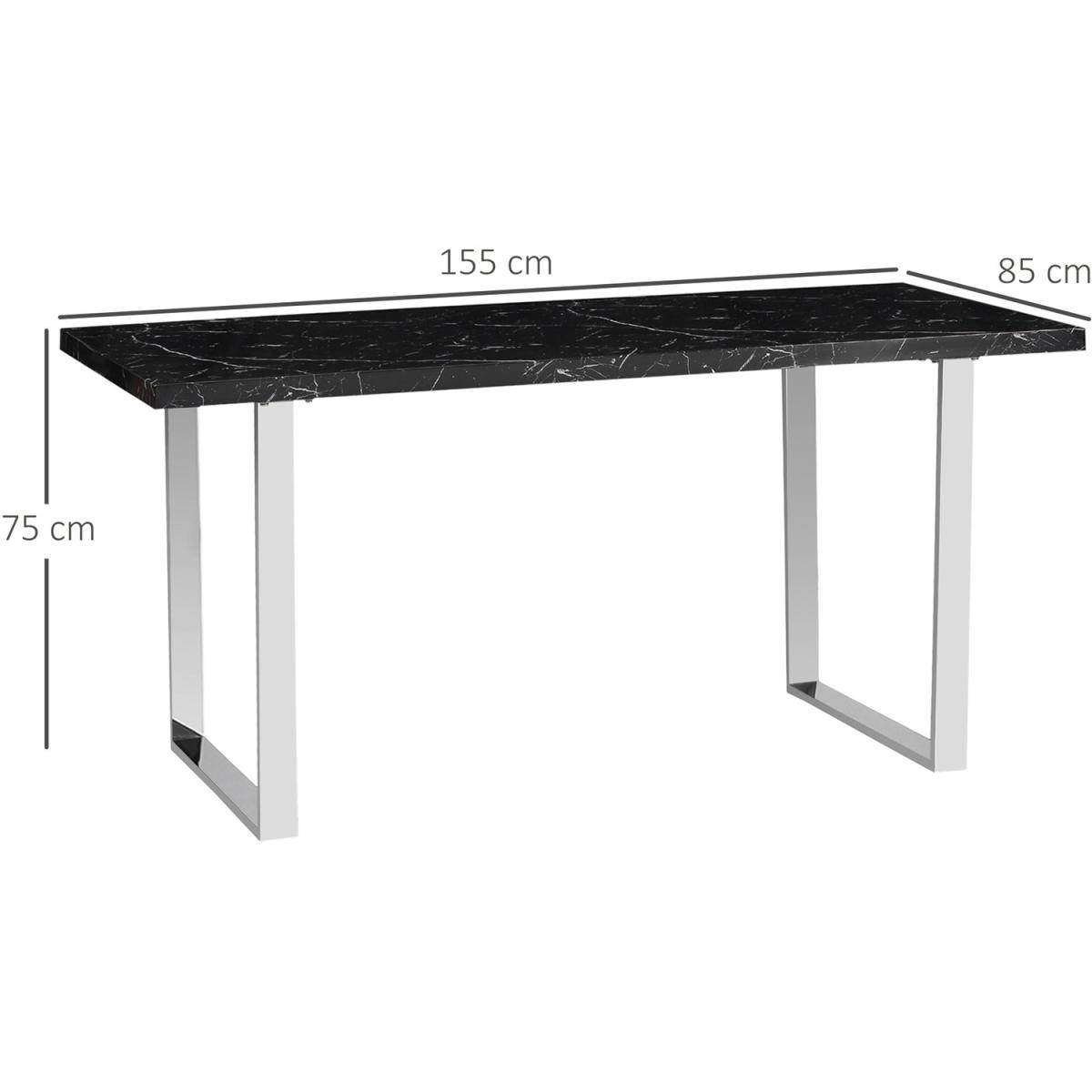 Modern Dining Table with Marble Effect Table Top for Home - Black – image 2