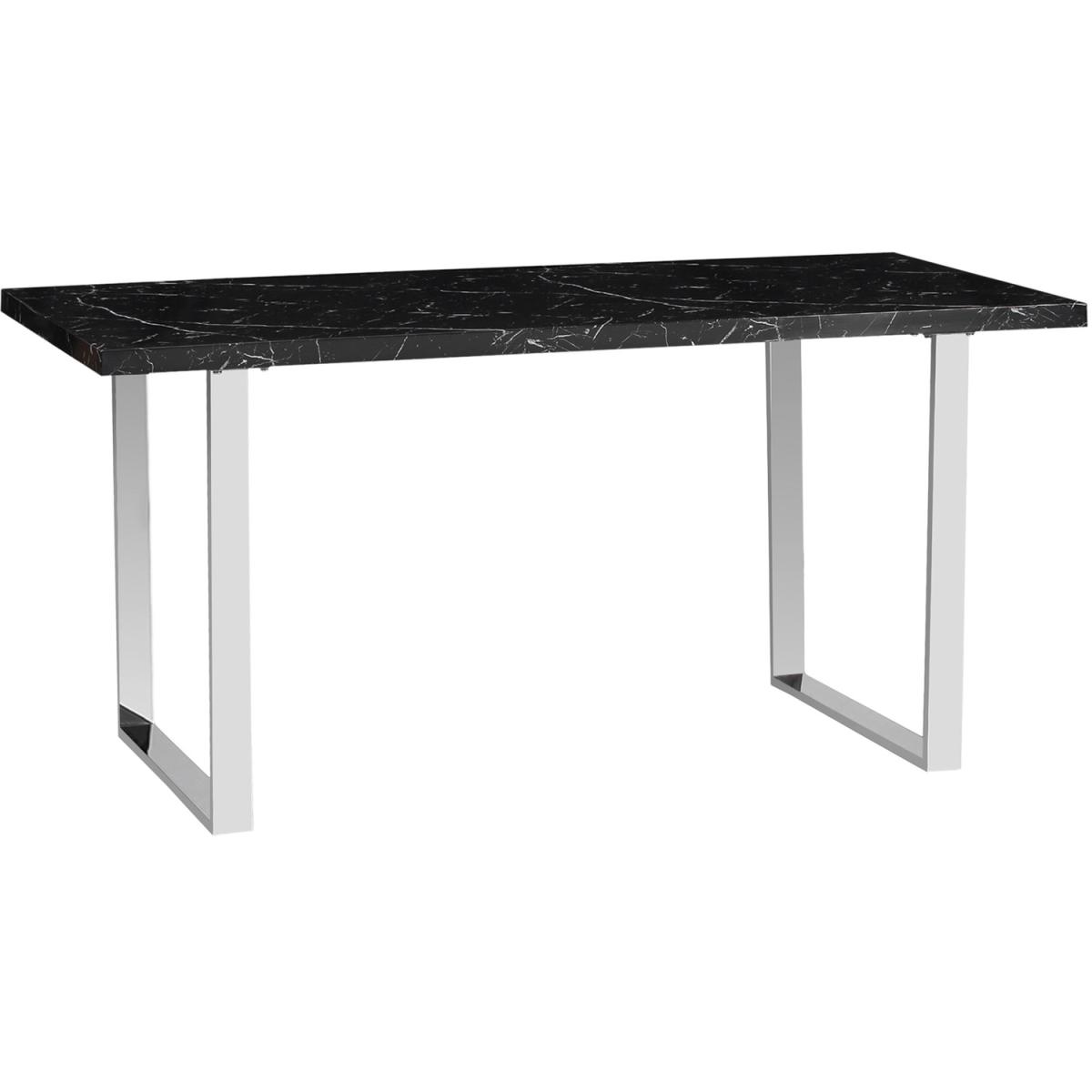 Modern Dining Table with Marble Effect Table Top for Home - Black – image 5