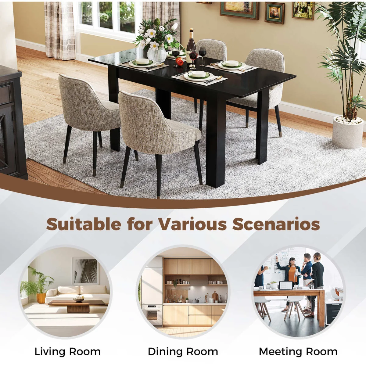 L-Leg Extendable Kitchen Dining Table – image 2