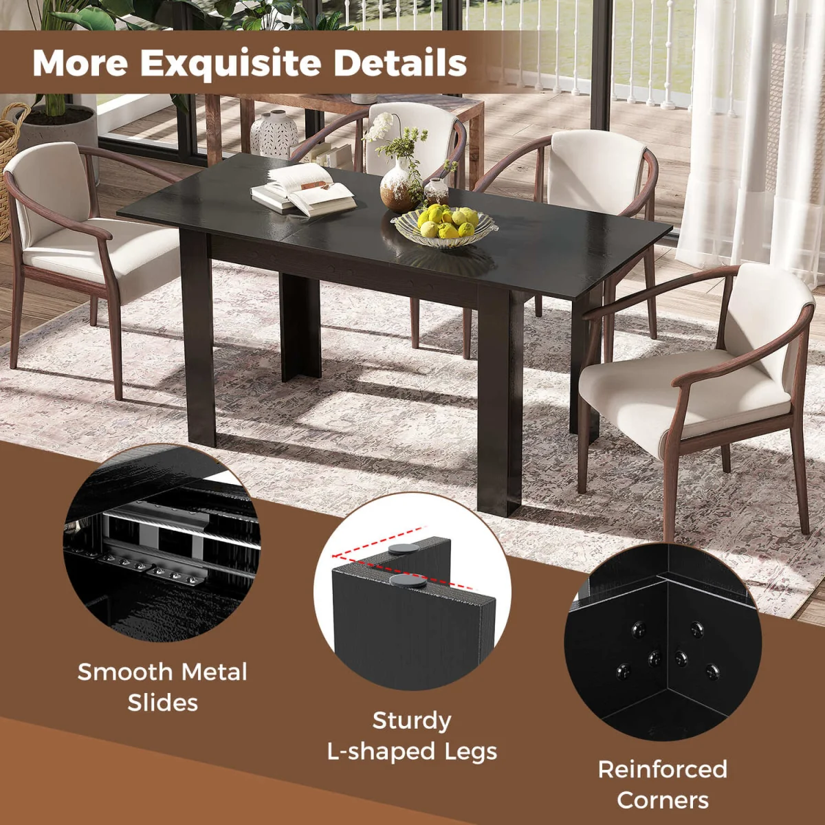 L-Leg Extendable Kitchen Dining Table – image 7