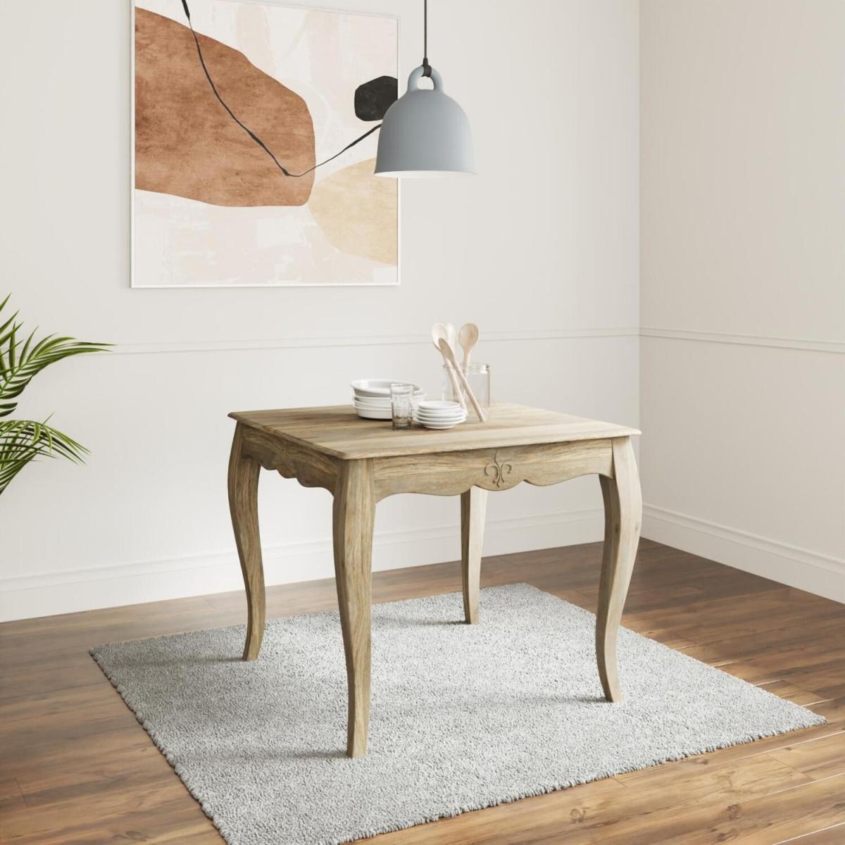Rieti 90cm French Style Grey Square Dining Table - Brown