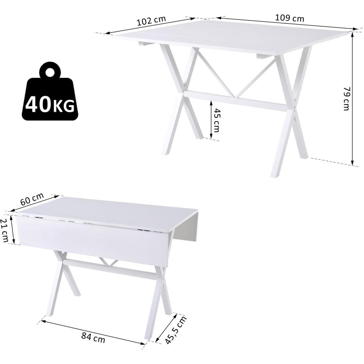 Folding Expandable Dining Table with Metal Frame - White – image 2