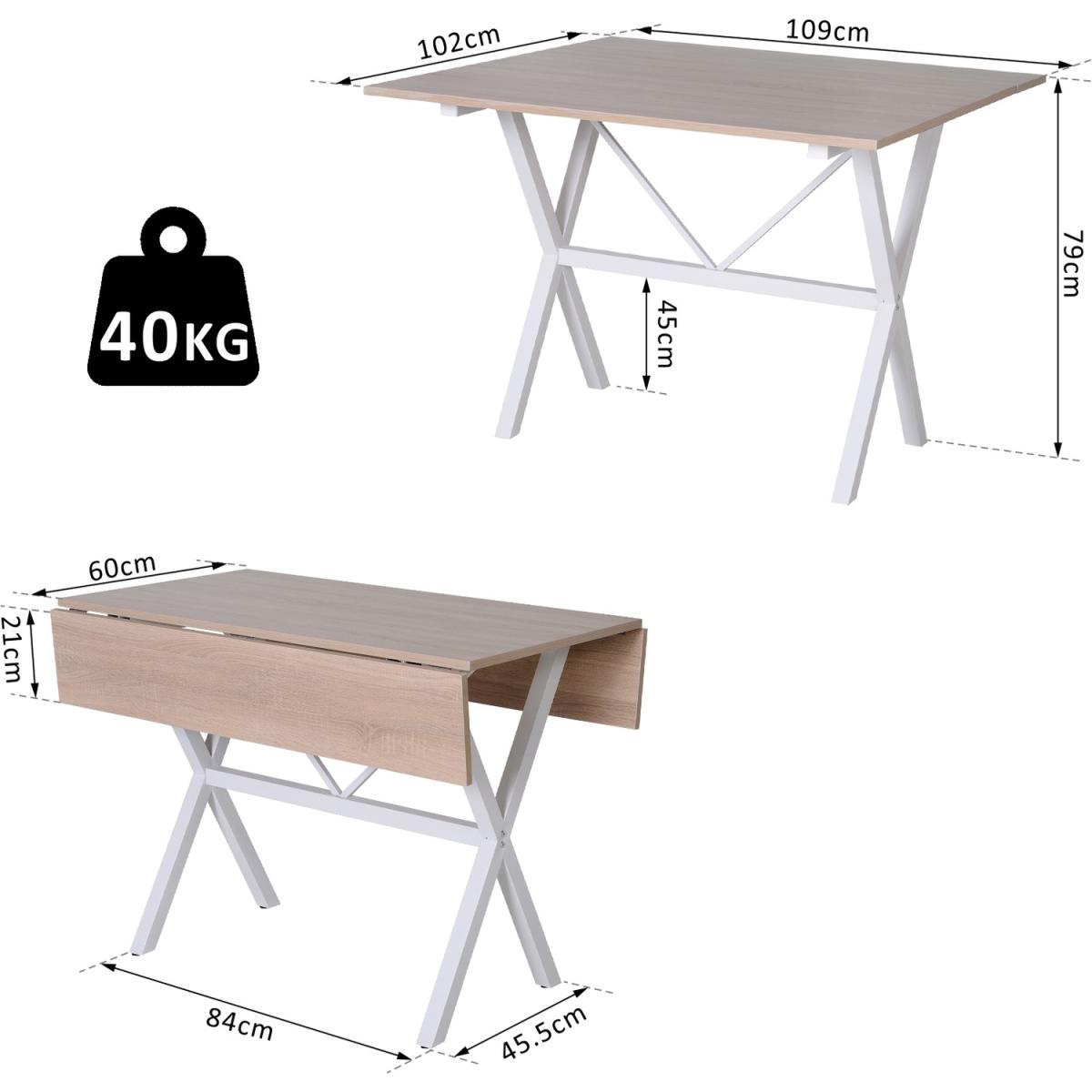 Folding Expandable Dining Table with Metal Frame - White – image 11