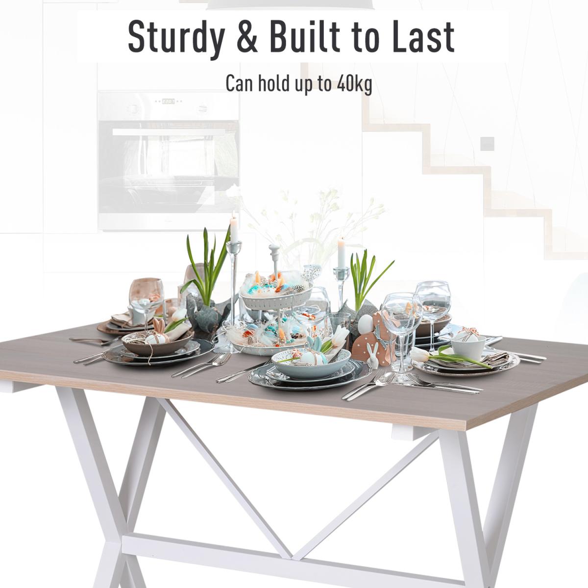Folding Expandable Dining Table with Metal Frame - White – image 12