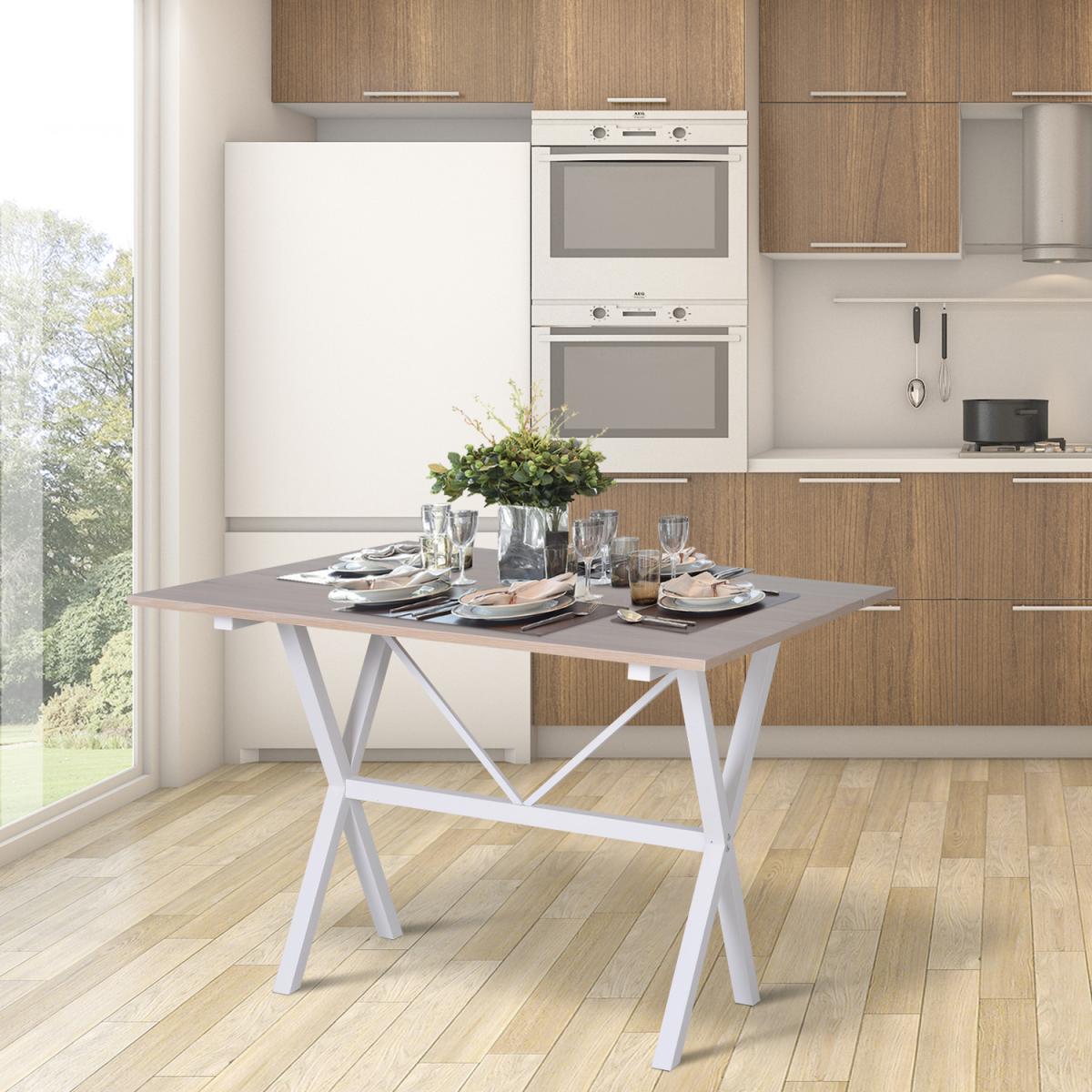Folding Expandable Dining Table with Metal Frame - White – image 15