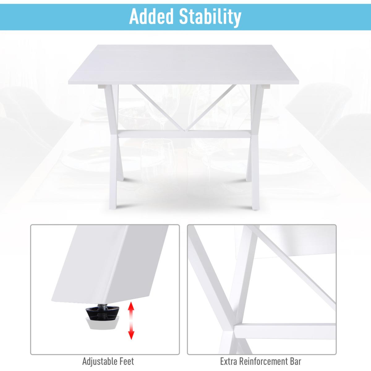 Folding Expandable Dining Table with Metal Frame - White – image 4