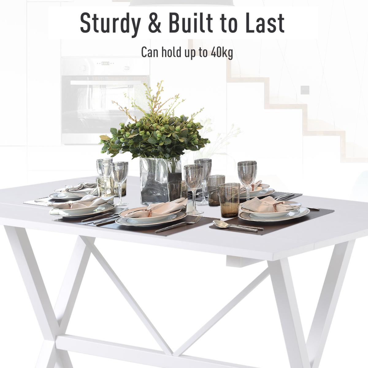 Folding Expandable Dining Table with Metal Frame - White – image 5