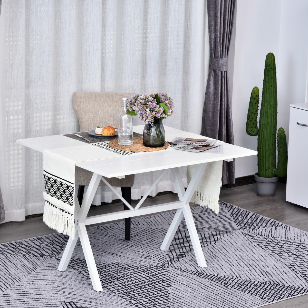 Folding Expandable Dining Table with Metal Frame - White – image 8