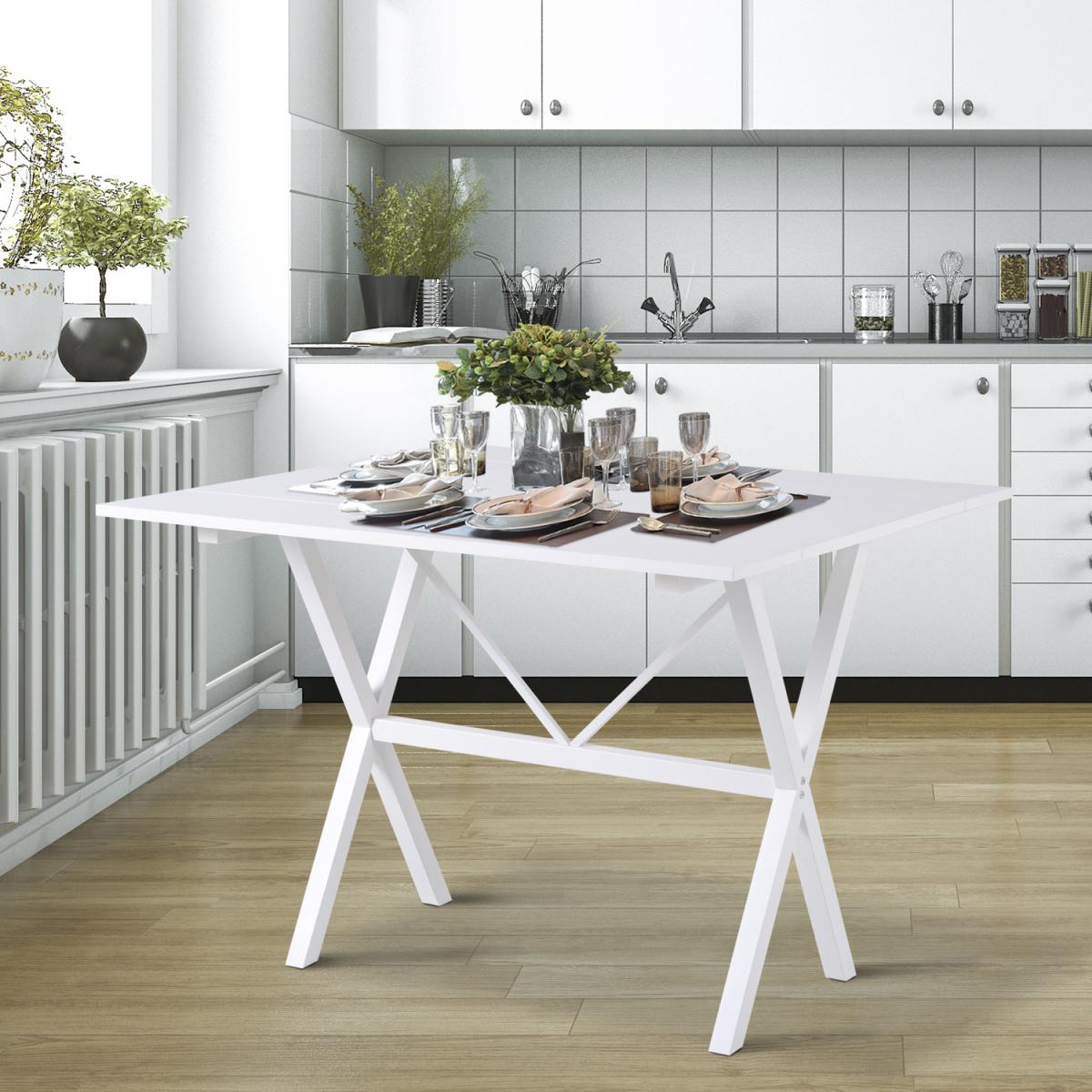 Folding Expandable Dining Table with Metal Frame - White – image 1