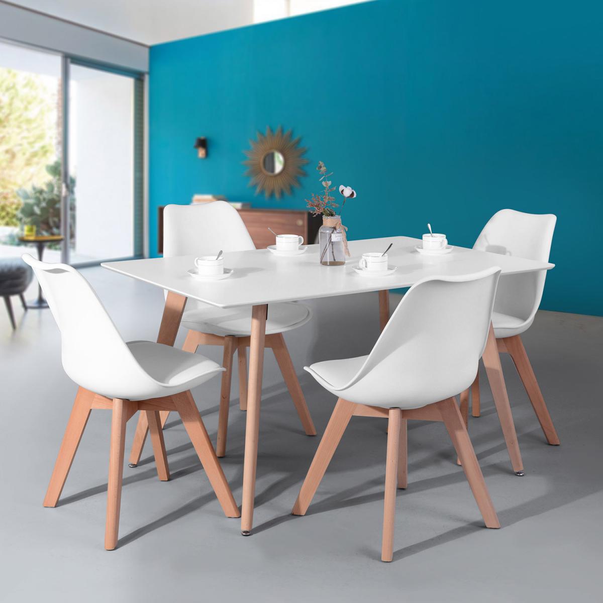 Rookie Modern Rectangular Dining Table Wooden Leg 120*80 - White – image 2