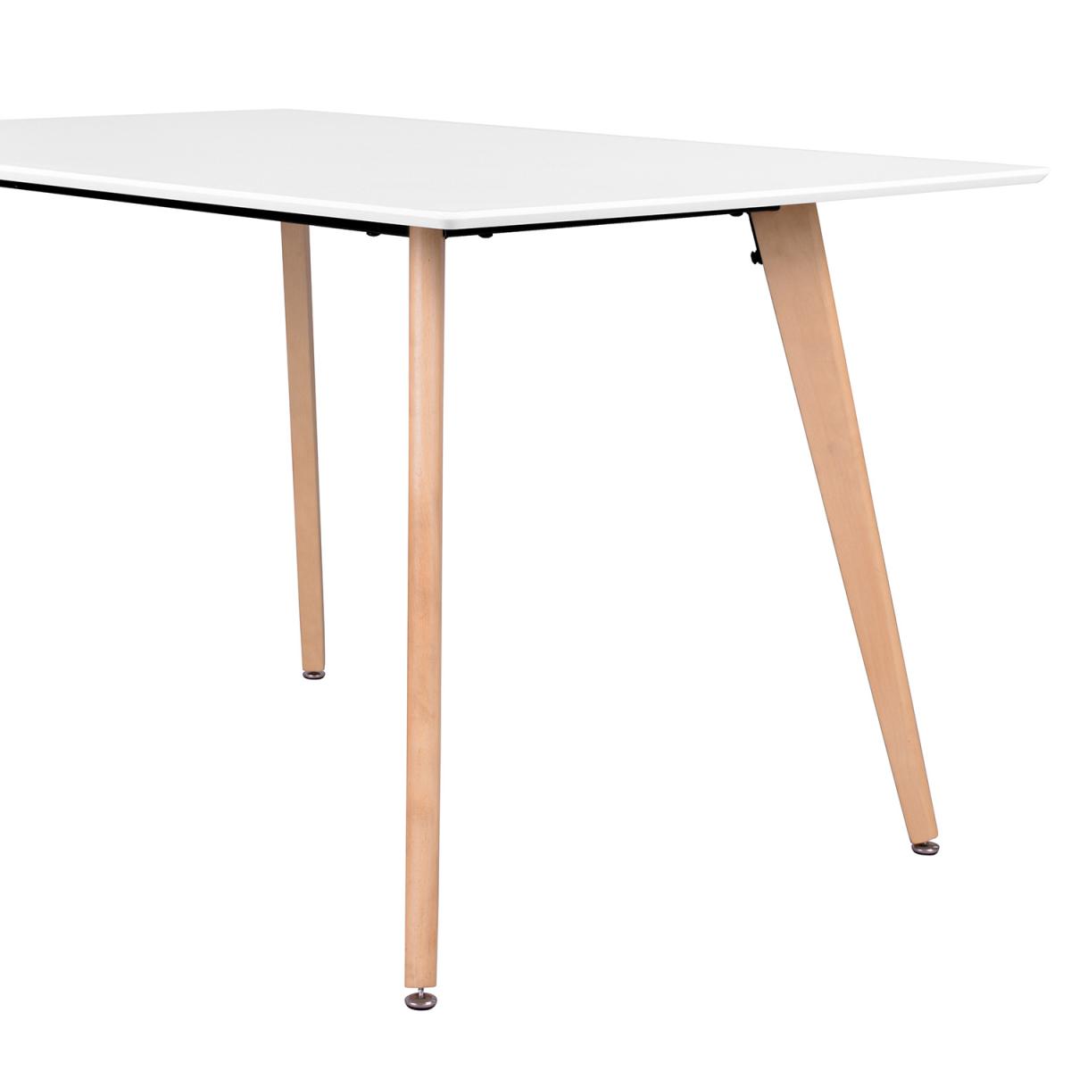 Rookie Modern Rectangular Dining Table Wooden Leg 120*80 - White – image 3