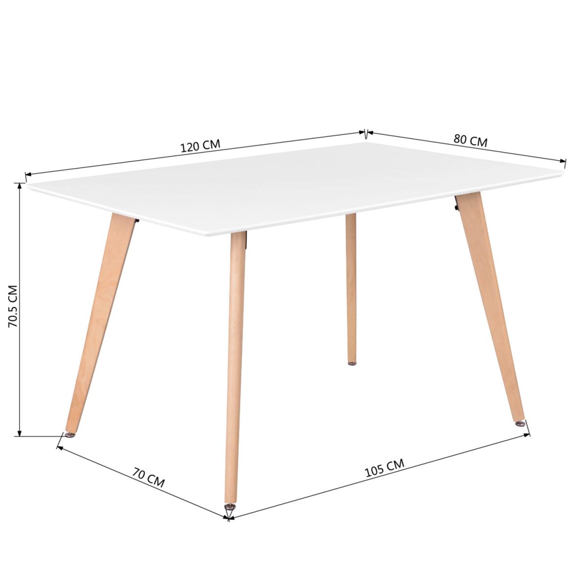 Rookie Modern Rectangular Dining Table Wooden Leg 120*80 - White – image 5