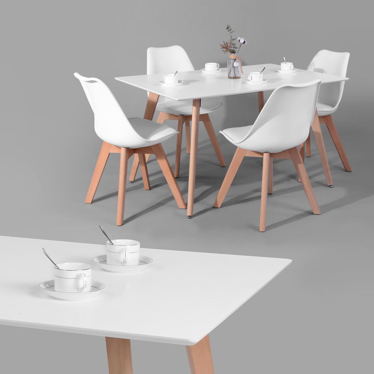 Rookie Modern Rectangular Dining Table Wooden Leg 120*80 - White – image 6