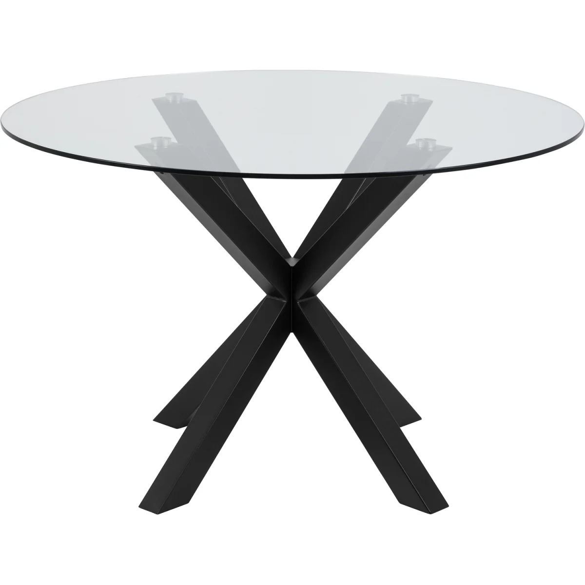 Heaven Round Dining Table with Clear Glass Top and Black Legs - Clear – image 3