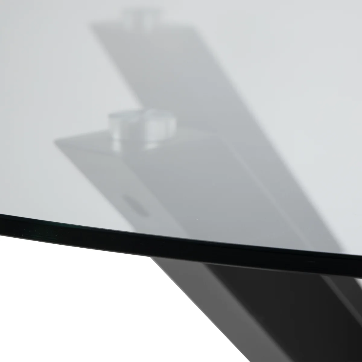 Heaven Round Dining Table with Clear Glass Top and Black Legs - Clear – image 4