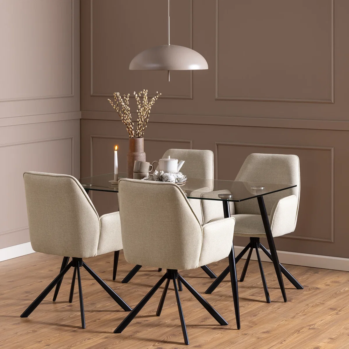 Wilma Dining Table with Glass Top 140x80cm - Black – image 2