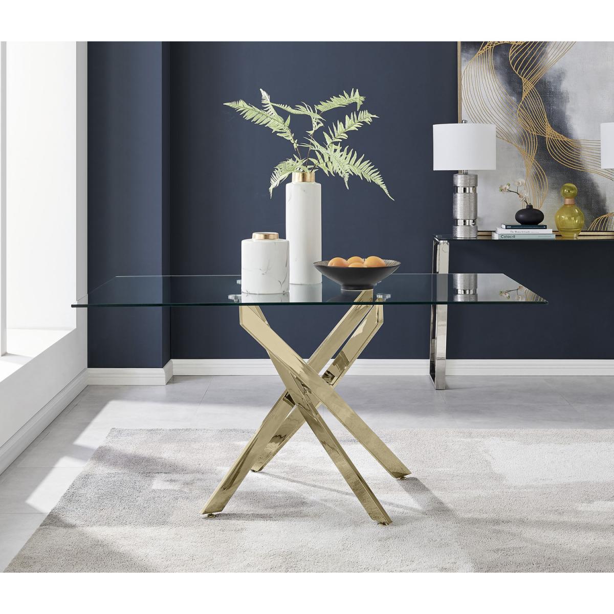 Leonardo 6 Gold Dining Table and 6 Murano Chairs - Yellow – image 2