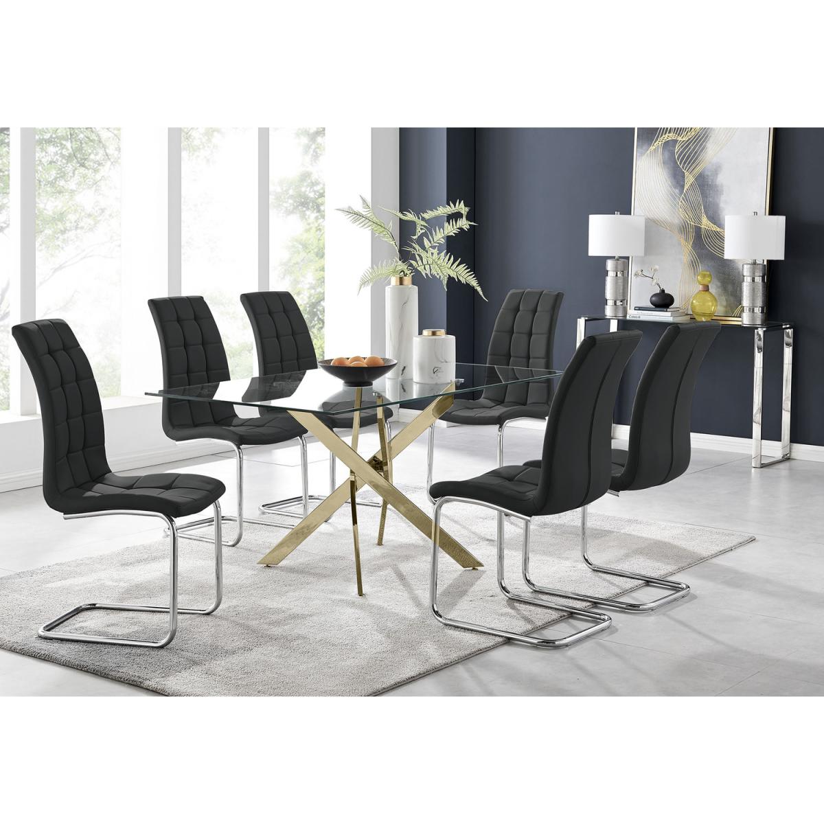 Leonardo 6 Gold Dining Table and 6 Murano Chairs - Yellow – image 17