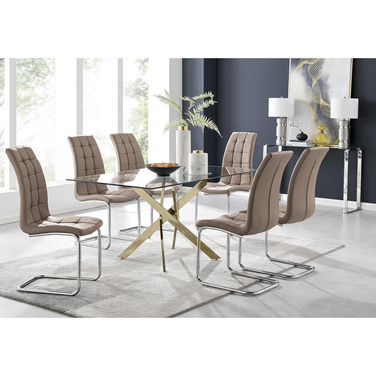Leonardo 6 Gold Dining Table and 6 Murano Chairs - Yellow – image 18