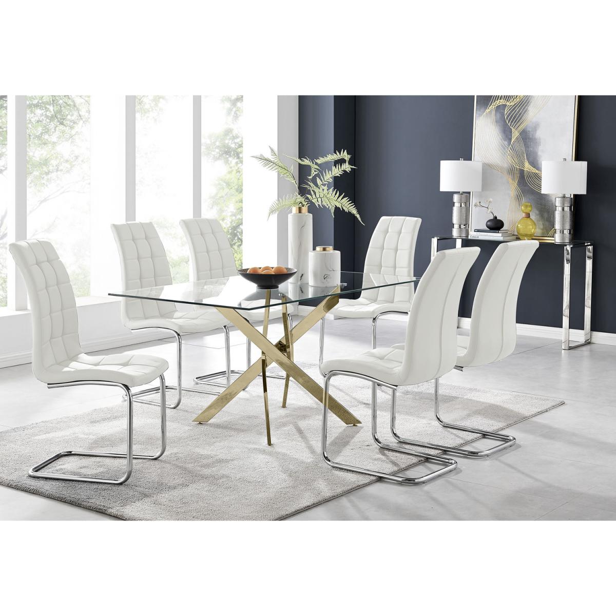 Leonardo 6 Gold Dining Table and 6 Murano Chairs - Yellow – image 19