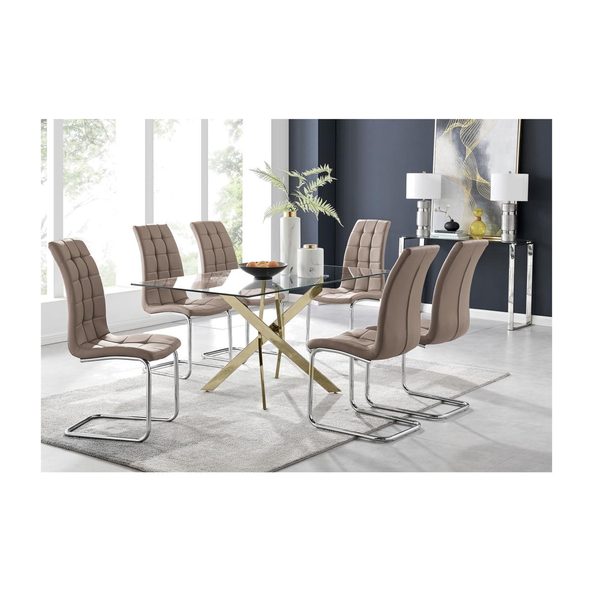 Leonardo 6 Gold Dining Table and 6 Murano Chairs - Yellow – image 1