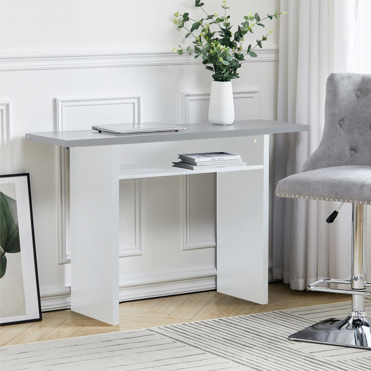 High Glossy Dining Table Laptop Tray Worktop Home Living Room - Grey / 120cm – image 7