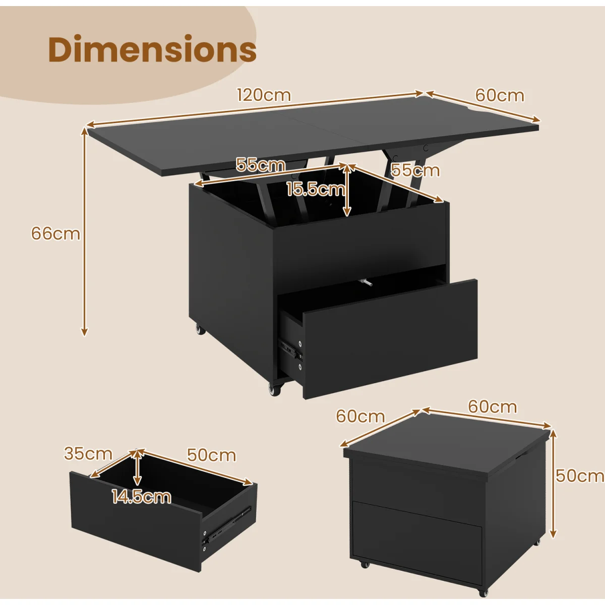 Modern Extendable Dining Table with Hidden Storage - Black – image 2