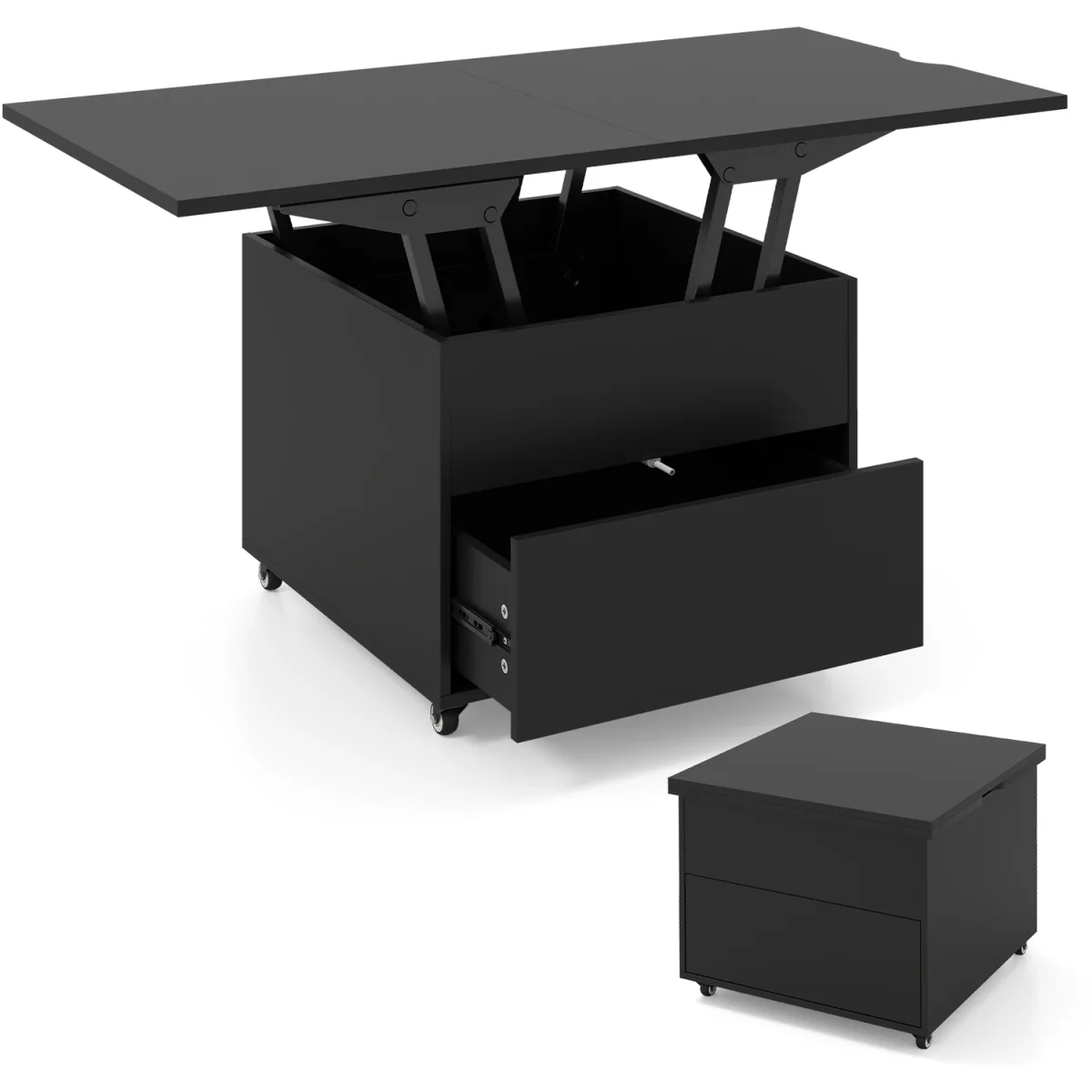 Modern Extendable Dining Table with Hidden Storage - Black – image 6
