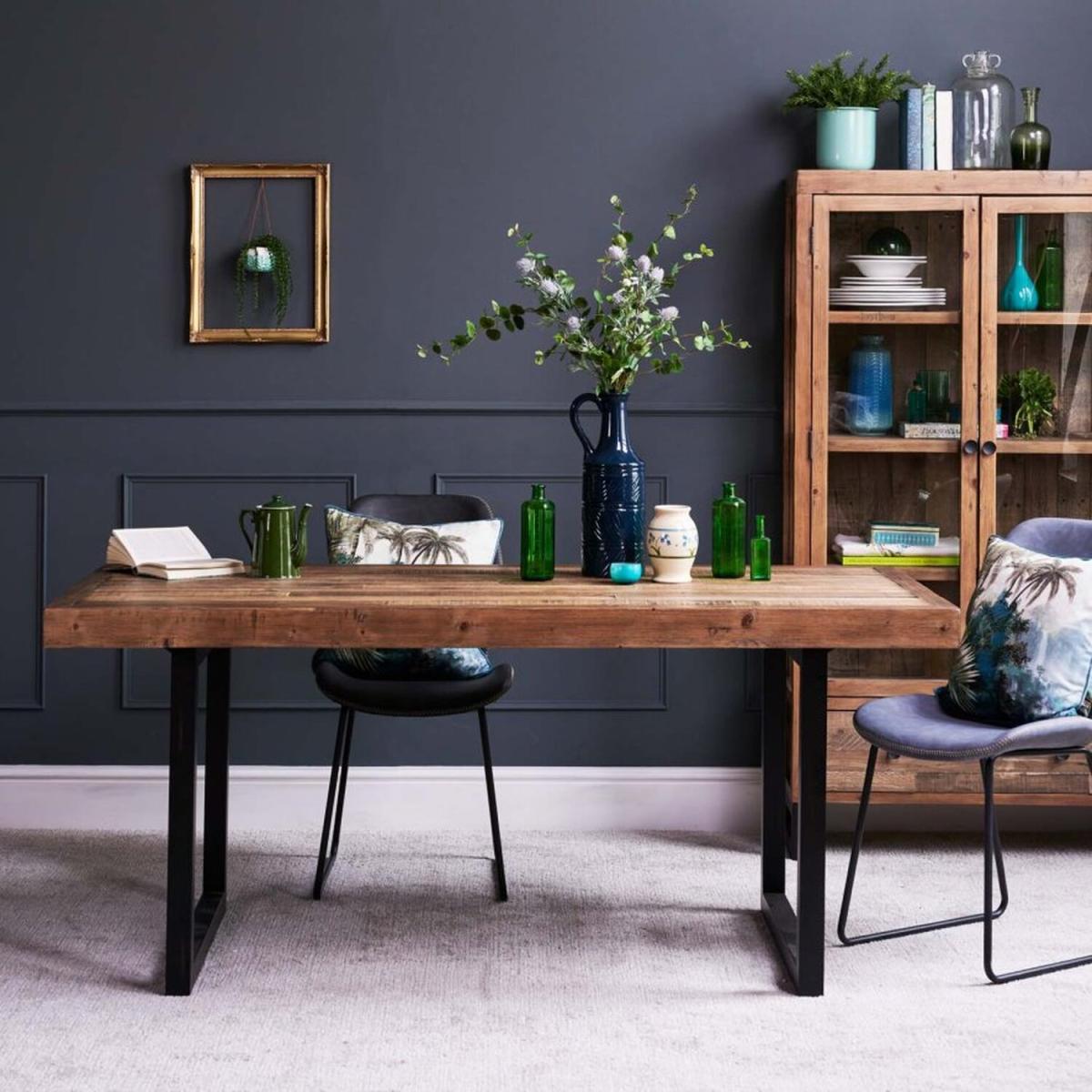 Adelaide Dining Table Reclaimed Wood 160cm - Brown, Black – image 2