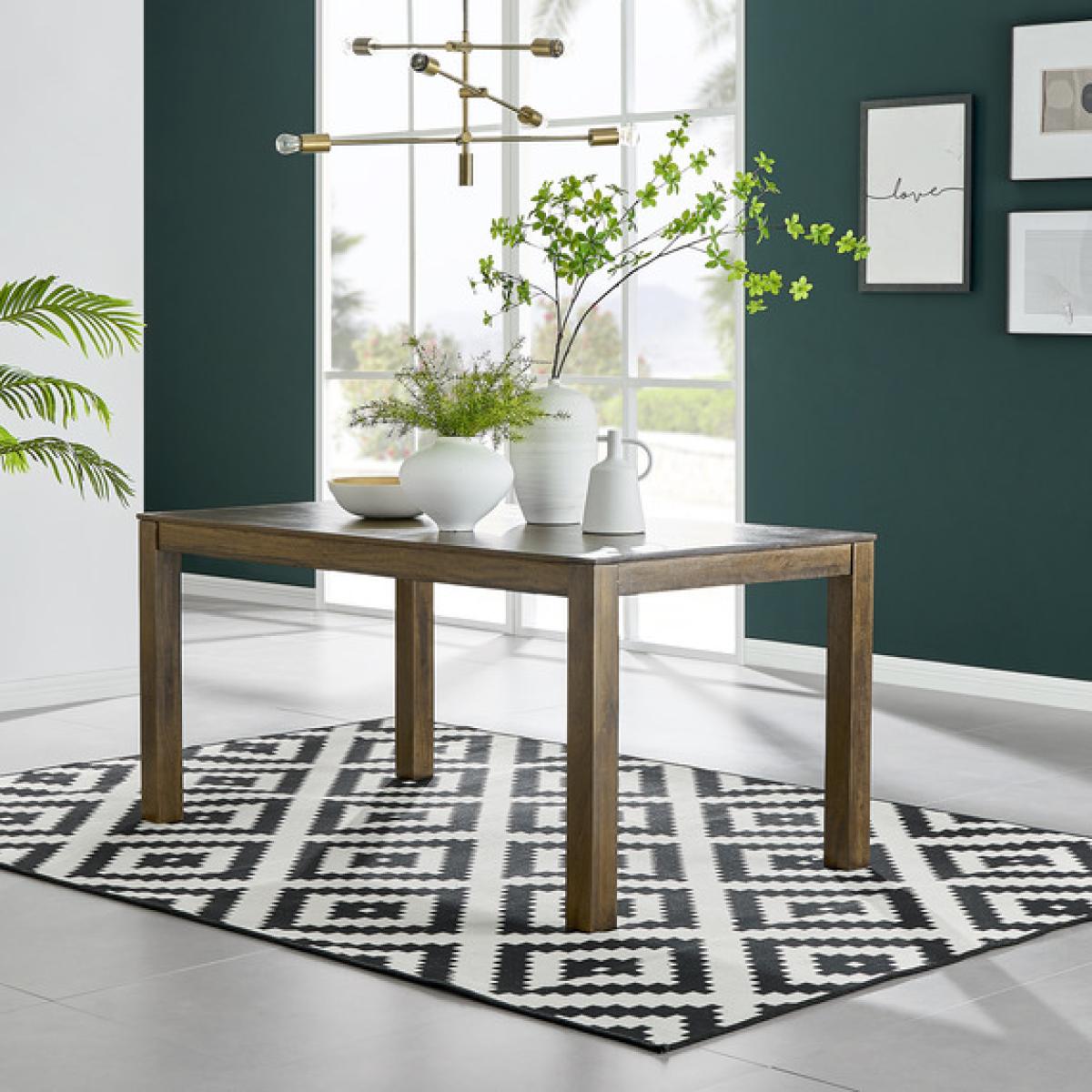 Anders Walnut Shade Mango Wood 6 Seat Dining Table - Walnut