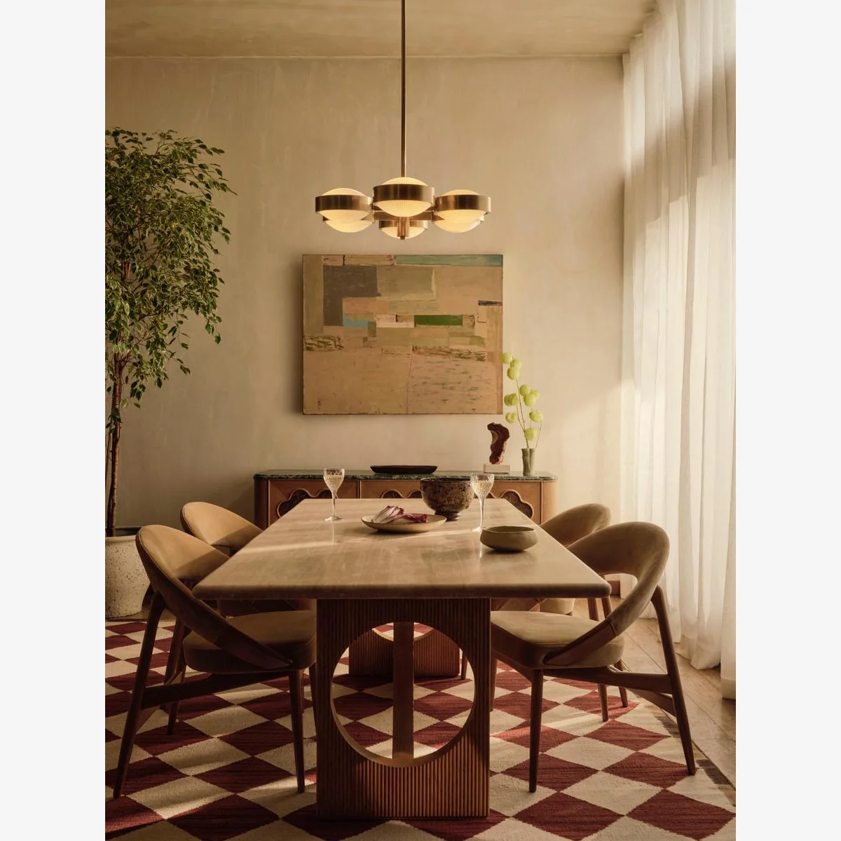 Elliot Dining Table, Travertine – image 1
