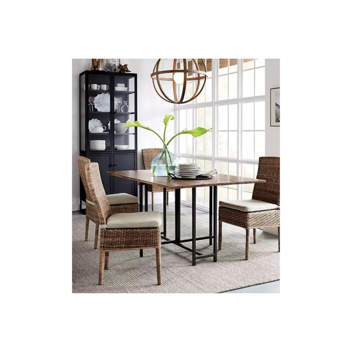 Marit 4-6 Extendable Dining Table, Dark Wood & Black – image 2