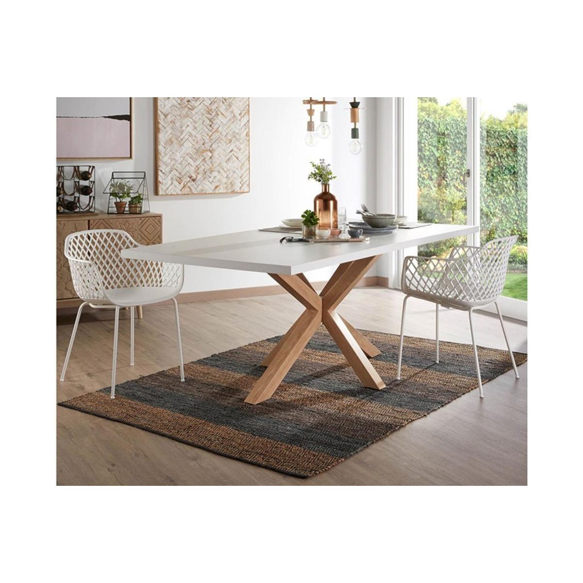 Flinna 4-6 Seat Dining Table, White & Light Wood – image 3