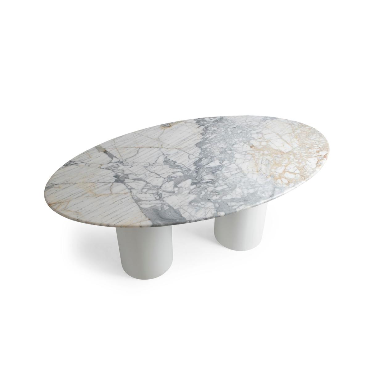 Eli Marble 4-6 Seat Fixed Dining Table, White – image 2
