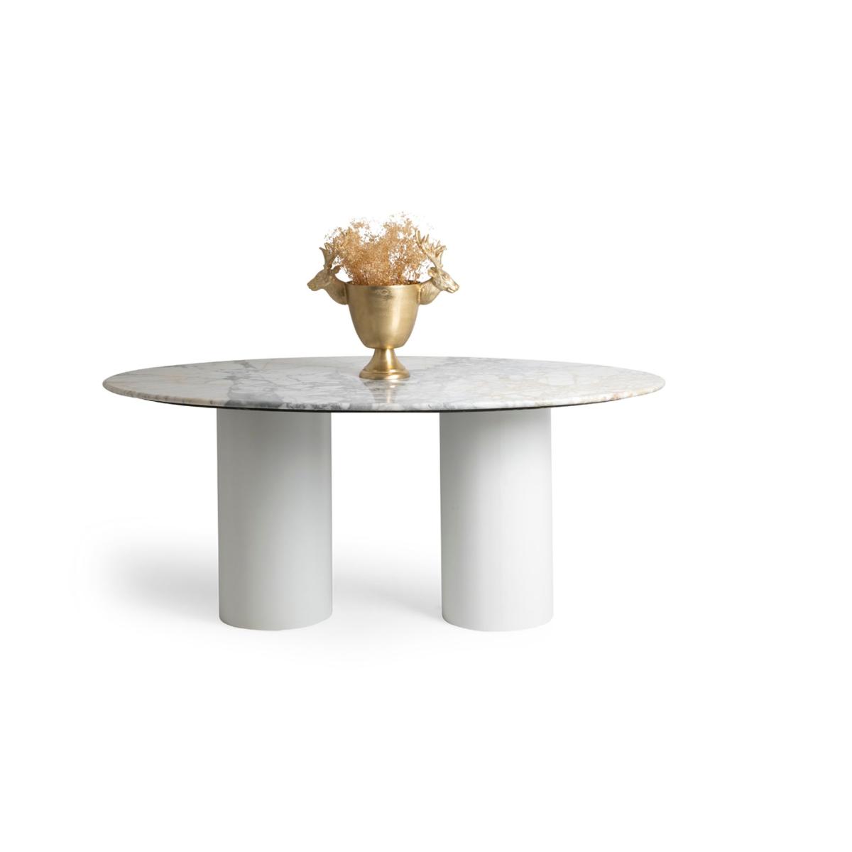 Eli Marble 4-6 Seat Fixed Dining Table, White – image 3
