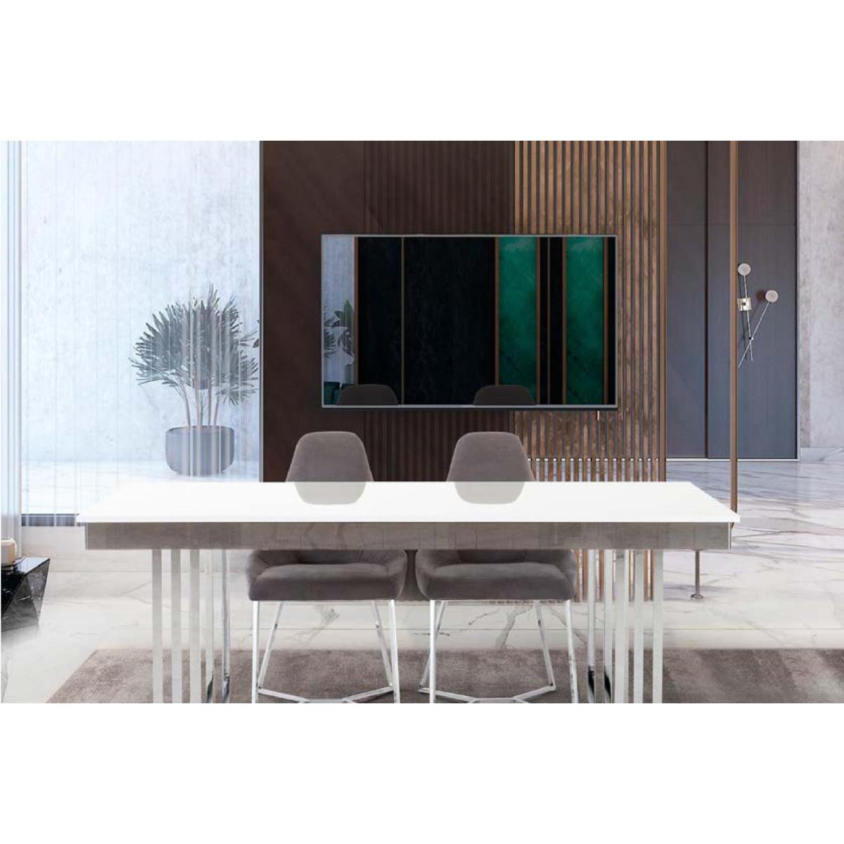 Noir Fixed Dining Table, White – image 2