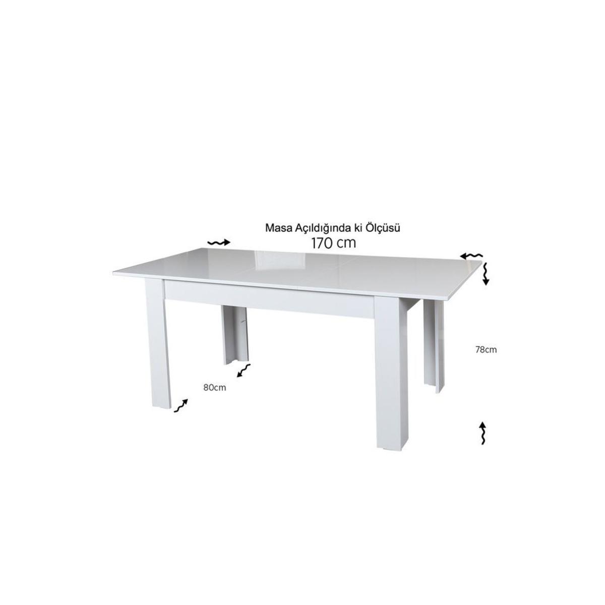 Pasific 4-6 Seat Extendable Dining Table, White – image 3
