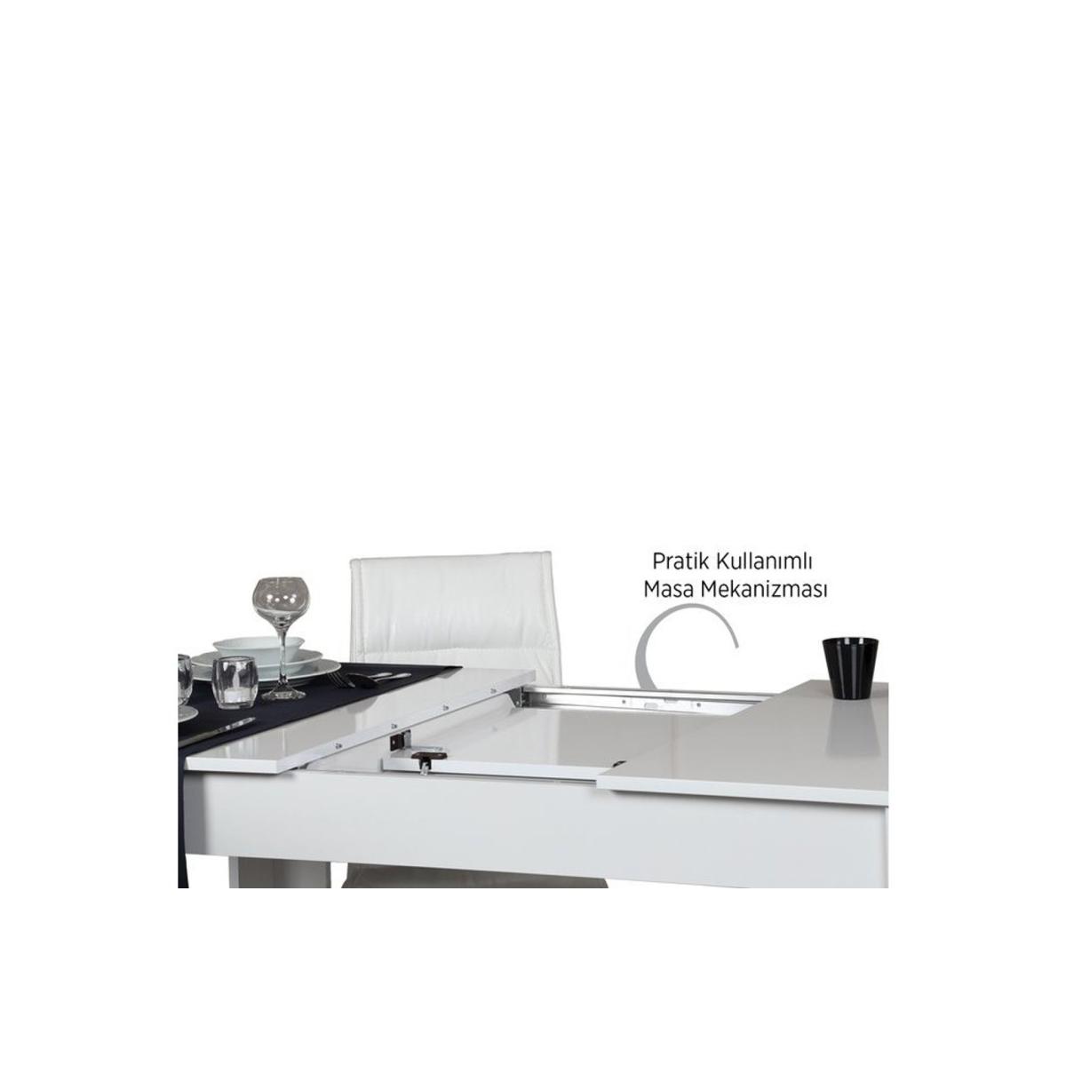 Pasific 4-6 Seat Extendable Dining Table, White – image 4