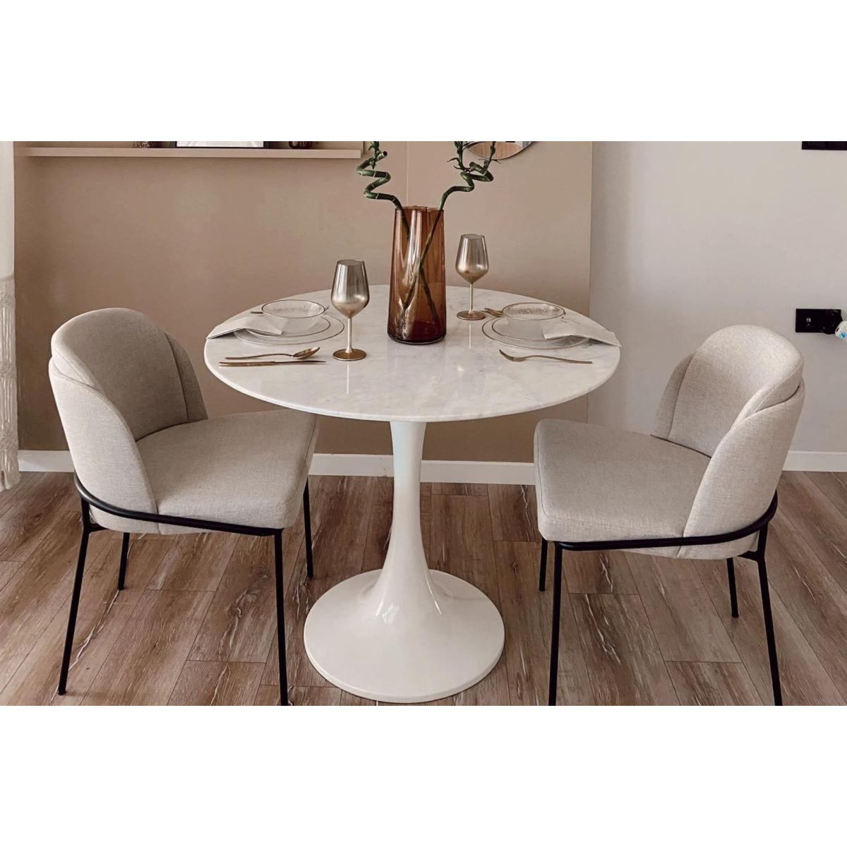 Tulip Marble Fixed Dining Table, White – image 2