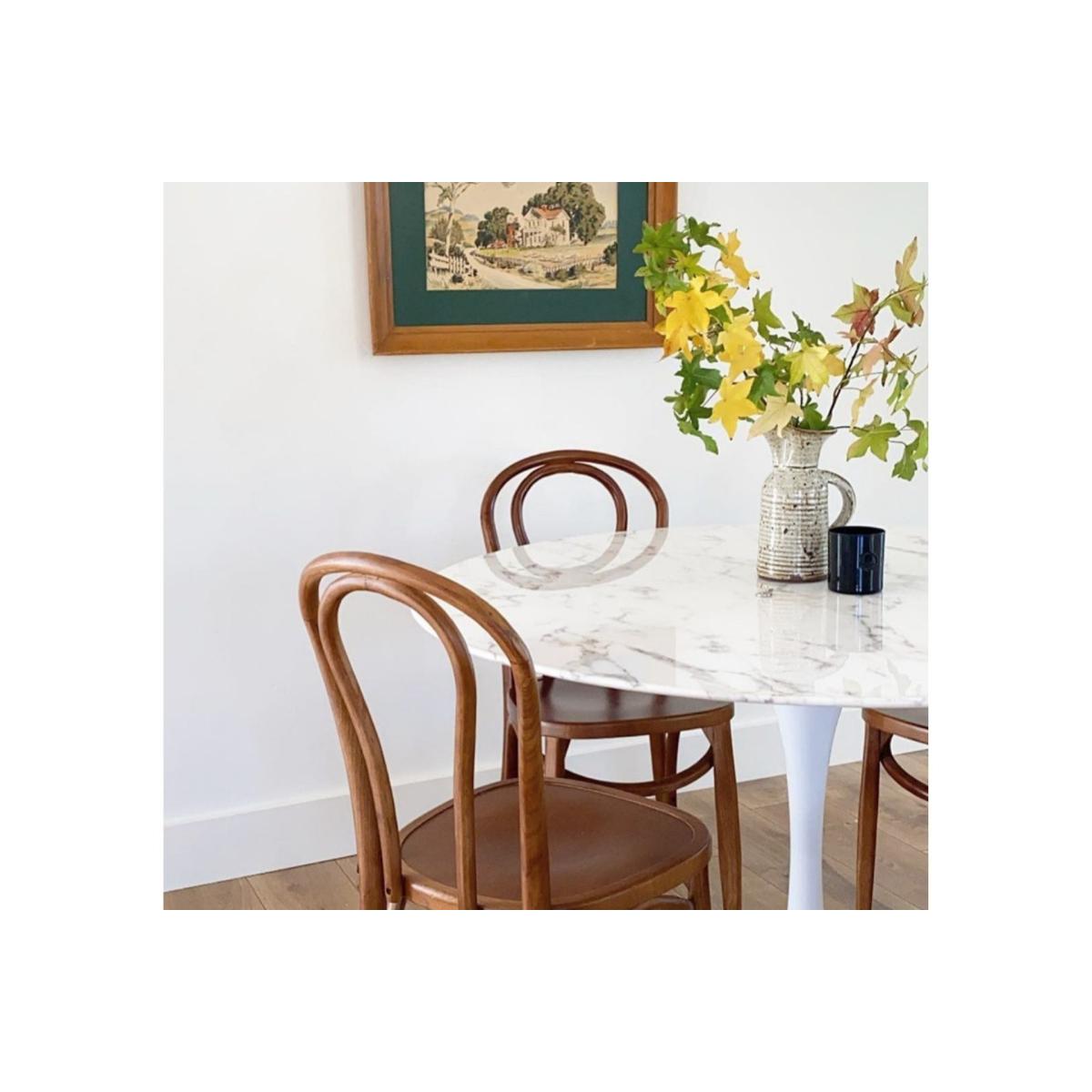 Tulip Marble Fixed Dining Table, White – image 9