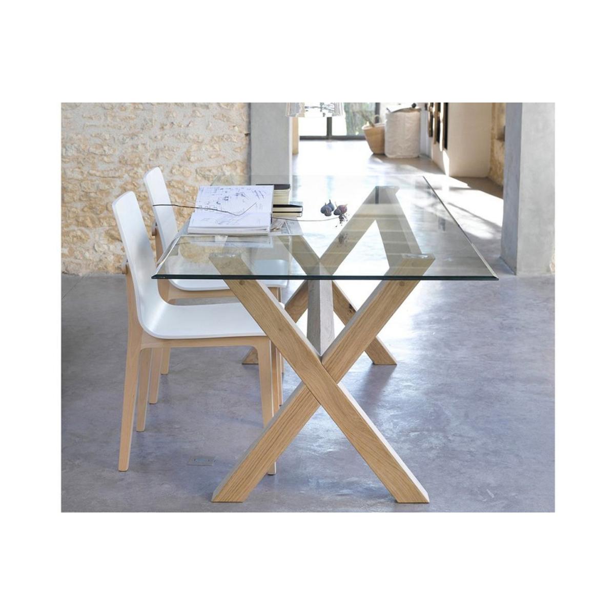 Gle 4-6 Seater Glass Dining Table, Light Wood – image 2
