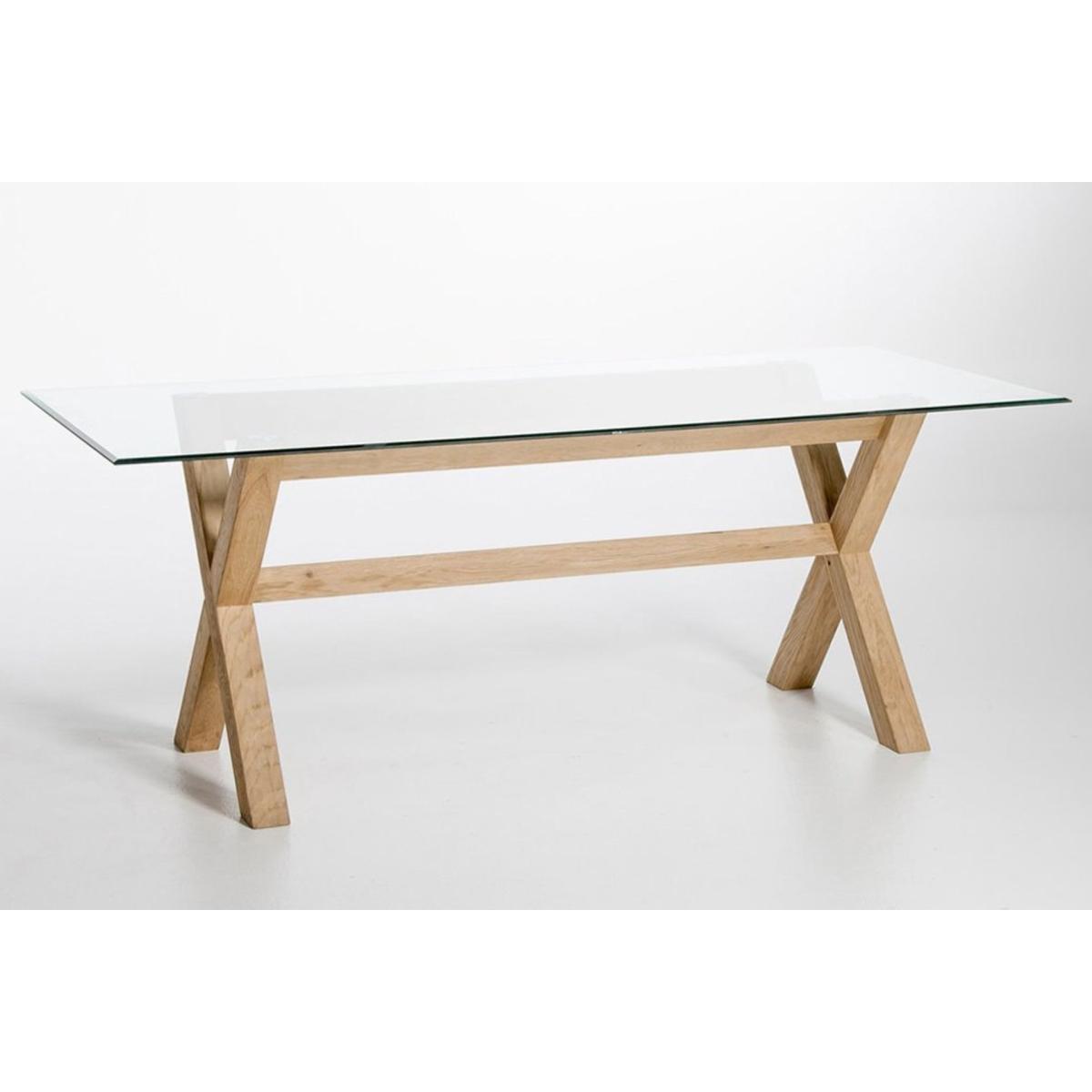 Gle 4-6 Seater Glass Dining Table, Light Wood – image 1